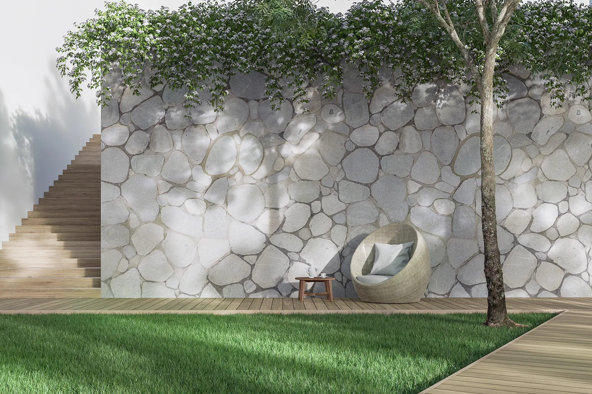 Steinverkleidung Wand im Garten